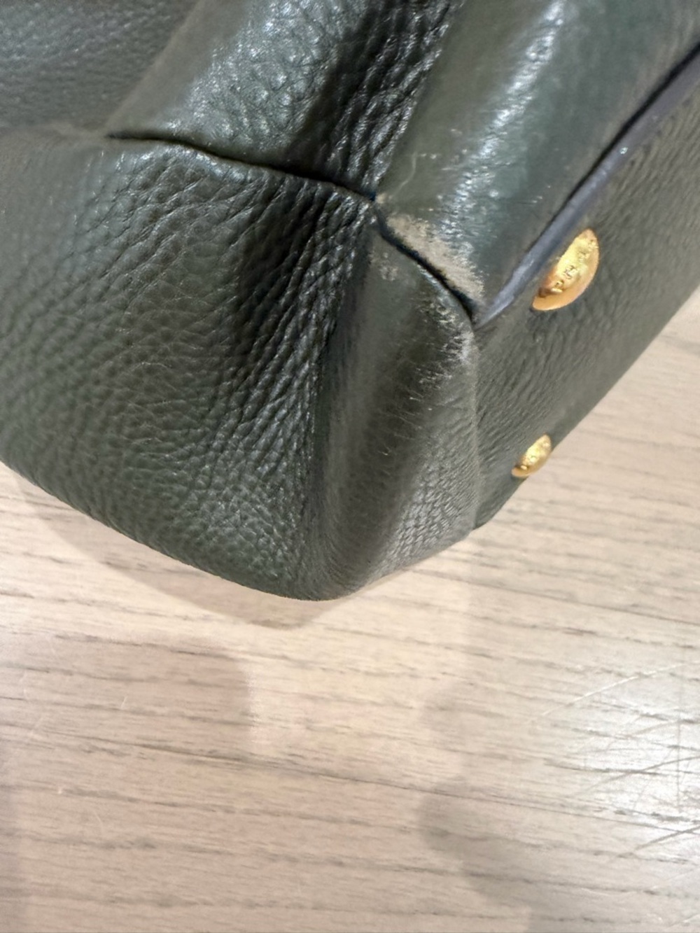 Prada Olive Green Leather Top-Handle/Messenger Bag with Gold Hardware - Picture 10 of 11
